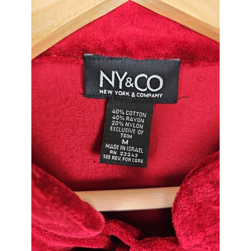 Vintage New York & Company Velvet Jacket Size Medium Red Classic Classy Y2K - Picture 3 of 9